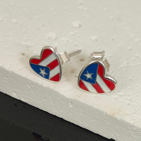 Jewelry - Puerto Rico Flag Earring Women Jewelry Stud Earrings S925 Sterling Silver